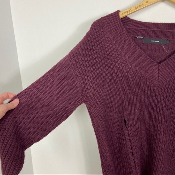 NEW Vero Moda Burgundy Wine Lace‎ Up Chunky Knit Sweater Jumper Glendora Small S - Picture 8 of 12